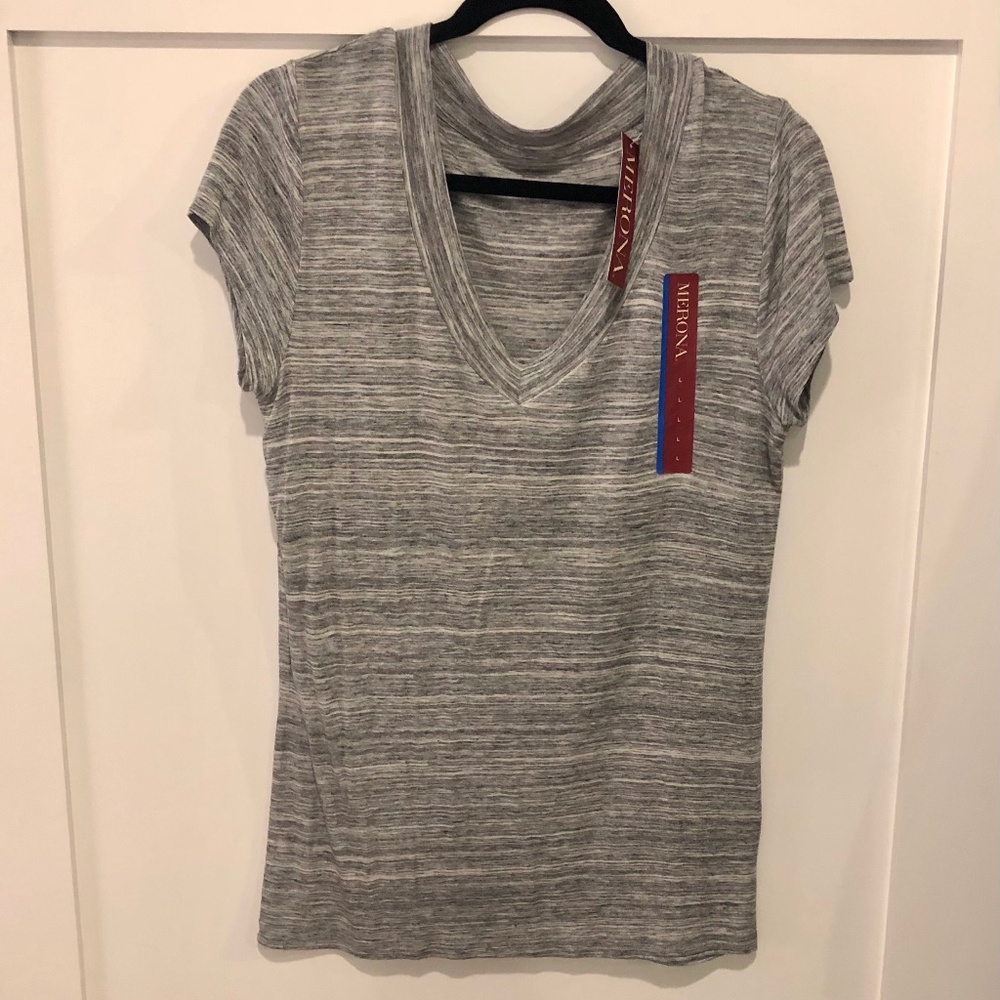 NWT Merona Women's S/S Heather Gray T-Shirt Size L